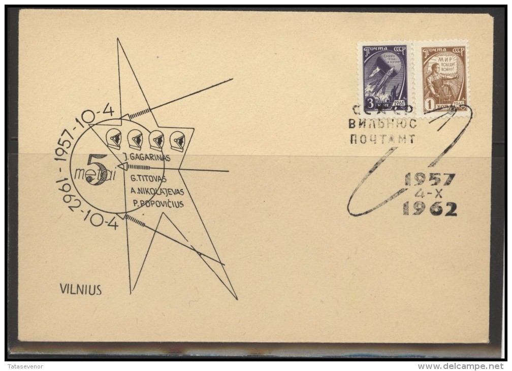 RUSSIA USSR Private Envelope LITHUANIA VILNIUS VNO-klub-039 Space Exploration Satellite Gagarin Titov Nikolaev Popovich - Local & Private