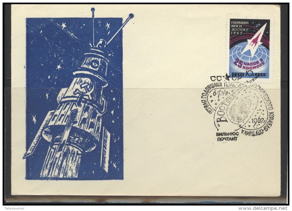 RUSSIA USSR Private Envelope LITHUANIA VILNIUS VNO-klub-046 Space Exploration Vostok-2 Anniversary - Locales & Privées