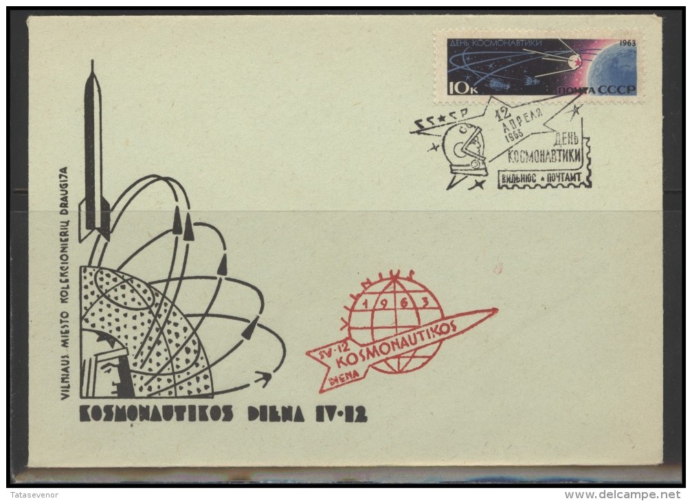 RUSSIA USSR Private Envelope LITHUANIA VILNIUS VNO-klub-050 Space Exploration Satellite - Local & Private