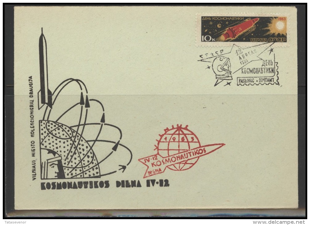 RUSSIA USSR Private Envelope LITHUANIA VILNIUS VNO-klub-051 Space Exploration Satellite - Locales & Privados