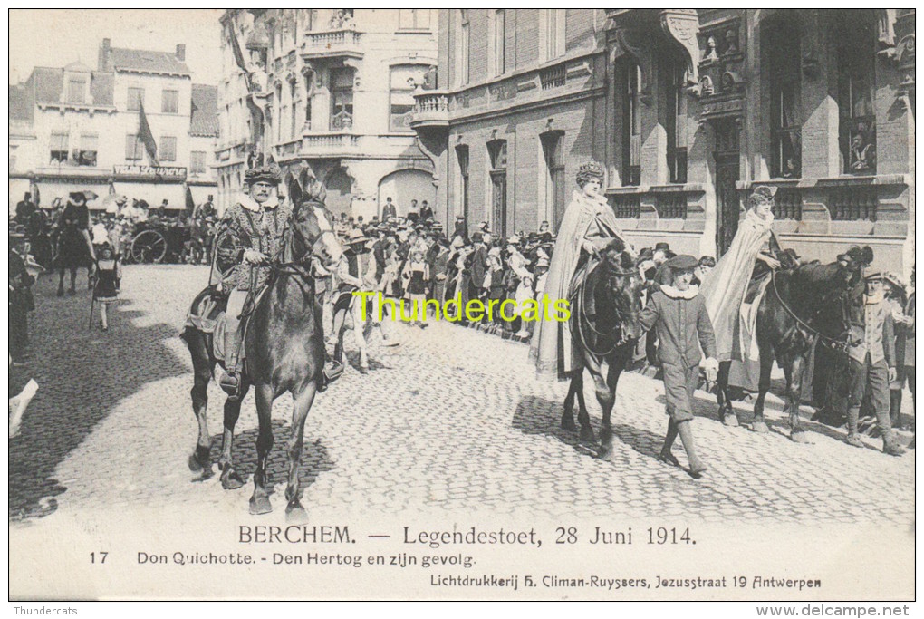 CPA BERCHEM LEGENDESTOET 28 JUNI 1914 CLIMAN RUYSSERS ANVERS ANTWERPEN - Autres & Non Classés