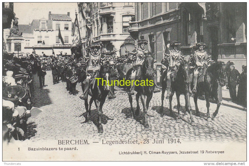 CPA BERCHEM LEGENDESTOET 28 JUNI 1914 CLIMAN RUYSSERS ANVERS ANTWERPEN - Other & Unclassified