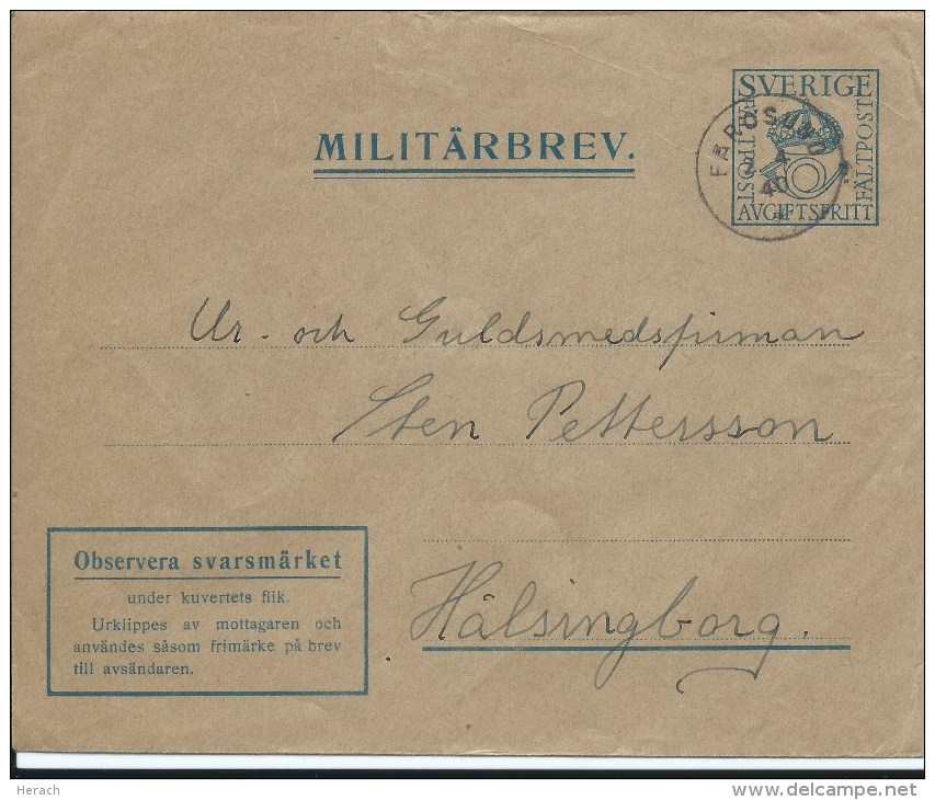 SUEDE LETTRE MILITAIRE 1940 - Other & Unclassified