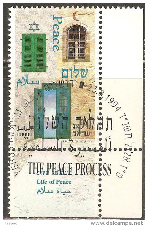 Israel 1994 Mi# 1309 Used - With Tab - Peace Between Arabs And Israelis - Oblitérés (avec Tabs)