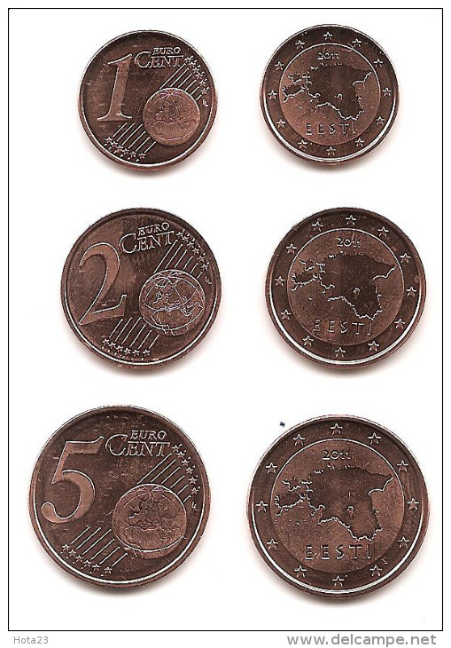 Estonia,    1 ; 2 ; 5 ;  Euro Cents Ero All 2011 UNC  From Mint Roll - Estonie