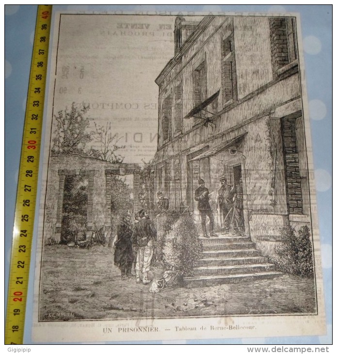 ANCIENNE GRAVURE DE 125 ANS UN PRISONNIER DE BERNE BELLECOURT - Collections