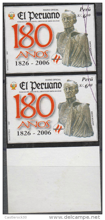 O) 2005 PERU, SIMON BOLIVAR, PERUVIAN JOURNAL, IMPERFORATE MNH - Peru