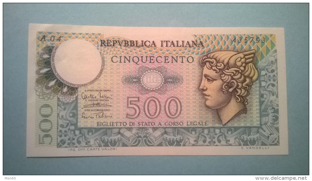 500 Lire - Mercurio FDS  -1974 -Biglietto Di Stato Italiano - 500 Lire