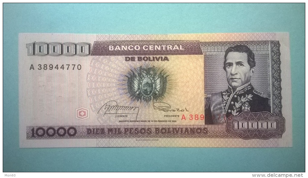 BOLIVIE 10000 PESOS BOLIVIANOS "FDS" - Bolivia