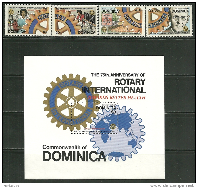 Dominica    "Rotary International"    Set & Souv. Sheet     SC# 659-63   MNH** - Dominique (1978-...)