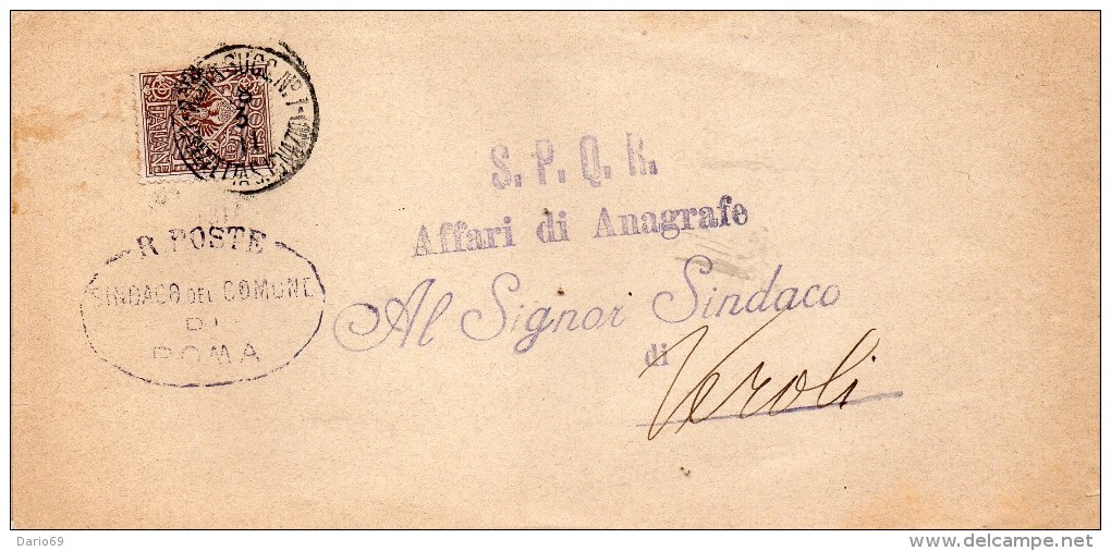 1911  LETTERA CON ANNULLO  ROMA SUCCURSALE  1 PIAZZETTA S. IGNAZIO - Marcophilie