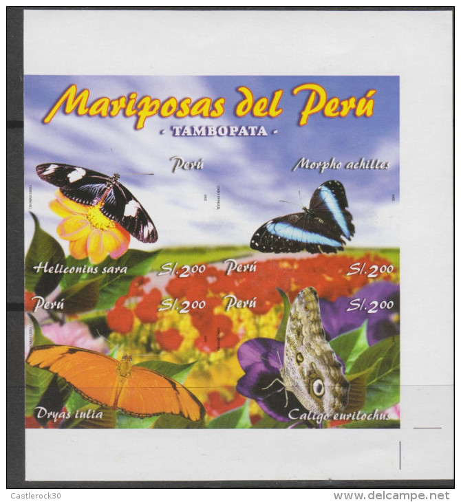 O) 2006 PERU, BUTTERFLIES, IMPEFORATE-PROOF MNH - Peru