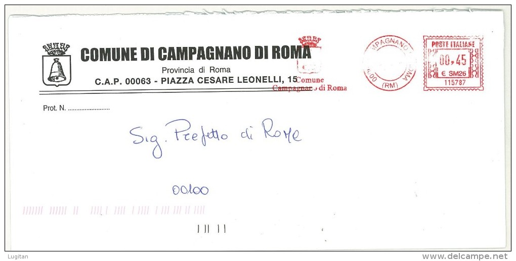 CAMPAGNANO DI ROMA CAP 00063 PROV. ROMA ANNO 2006 - LS - LAZIO - TEMATICA COMUNI D´ITALIA - STORIA POSTALE - Macchine Per Obliterare (EMA)