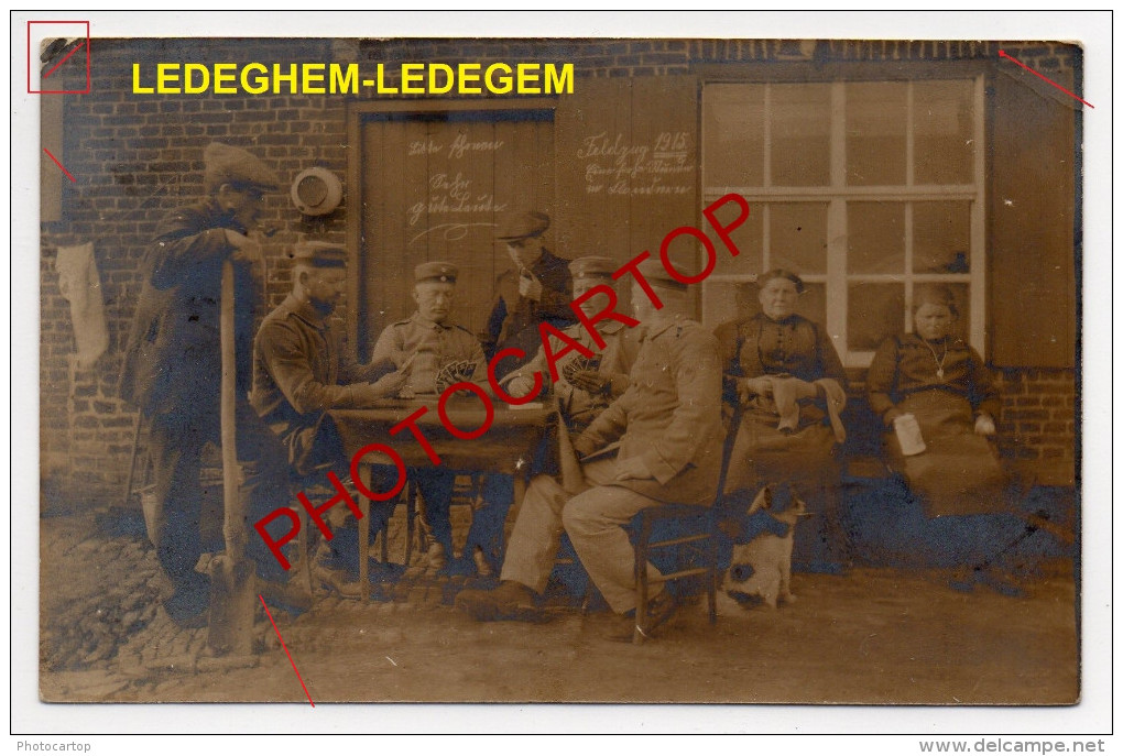 LEDEGEM-Quartier Allemand-Civils-Mme DORL-GROß-Animation-CARTE PHOTO Allemande-Guerre 14-18-1WK-BELGIEN-Flander N- - Ledegem