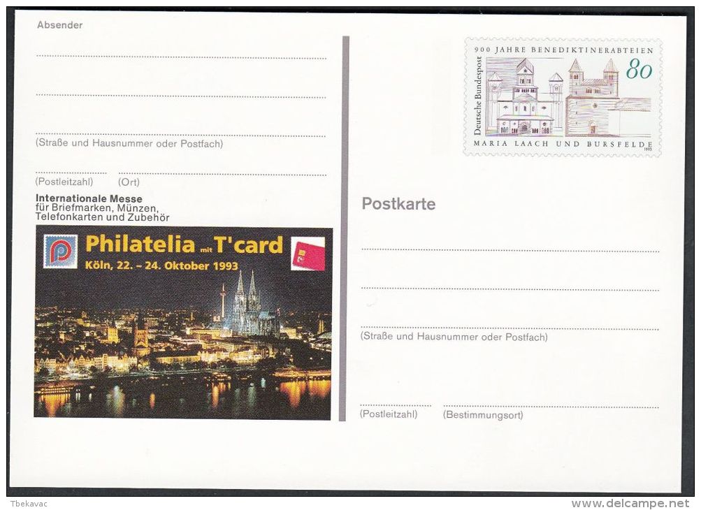 Germany 1993, Illustrated Postal Stationery "Philatelic Exhibition In Koln", Ref.bbzg - Geïllustreerde Postkaarten - Ongebruikt