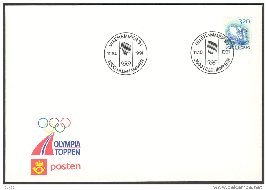 NORWAY - «Lillehammer Winter OL 1994» Official Cacheted Cover With Lillehammer OL Circular Postmark Oct.1991 - Invierno 1994: Lillehammer