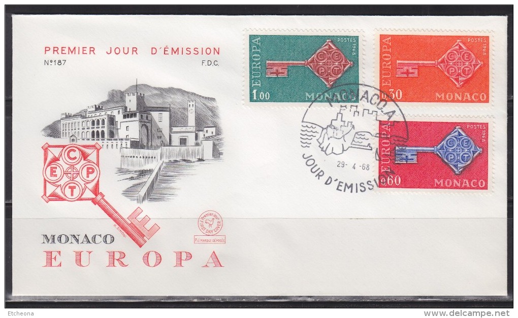 = Enveloppe 1er Jour Europa Monaco N°749, 750 & 751 Le 29.4.1968 - 1968