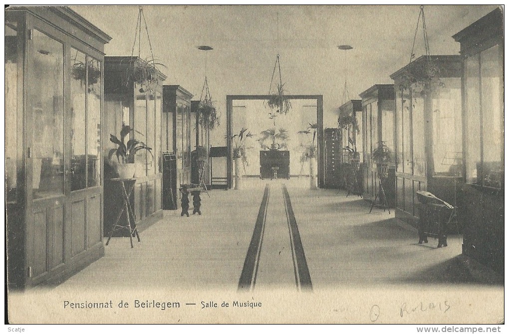 Beirlegem.  -  Pensionnat   -  Salle De Musique;  1914 ;  Relais Stempel Naar Oostacker - Zwalm