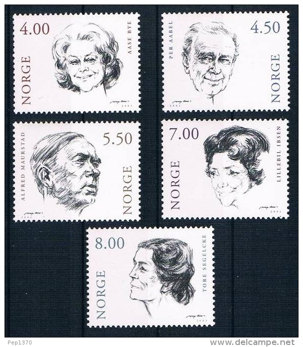 NORUEGA  2001 - ACTORES DE TEATRO - YVERT Nº 1321-1325 - Unused Stamps