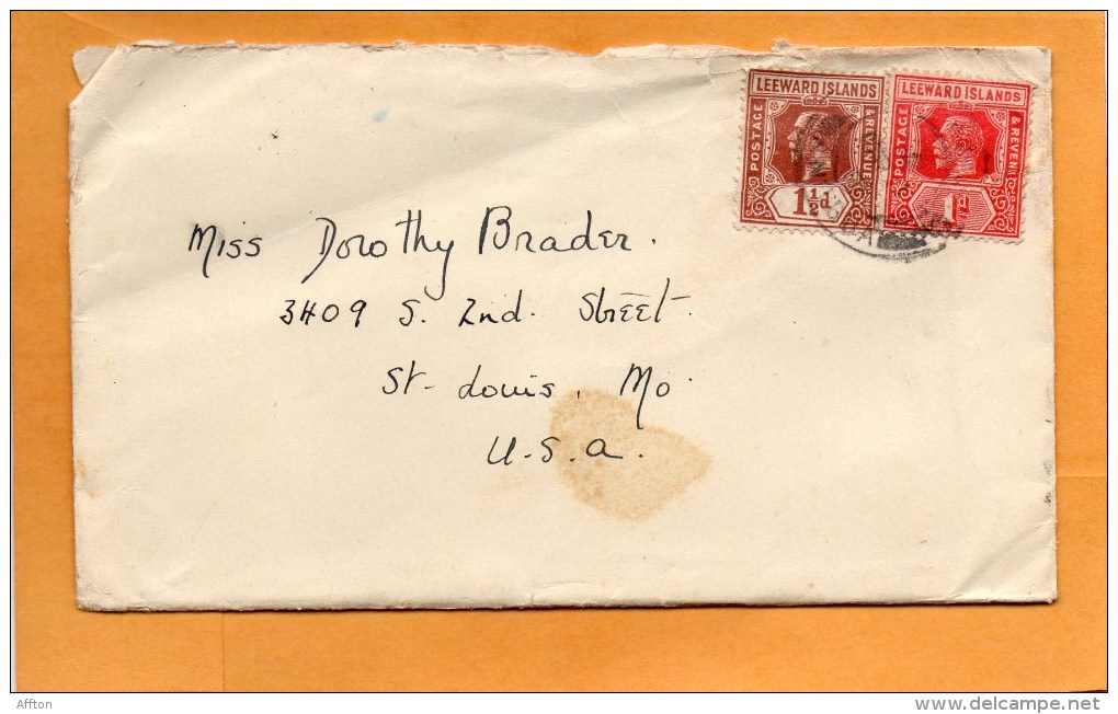 Leeward Islands Old Cover Mailed To USA - Leeward  Islands