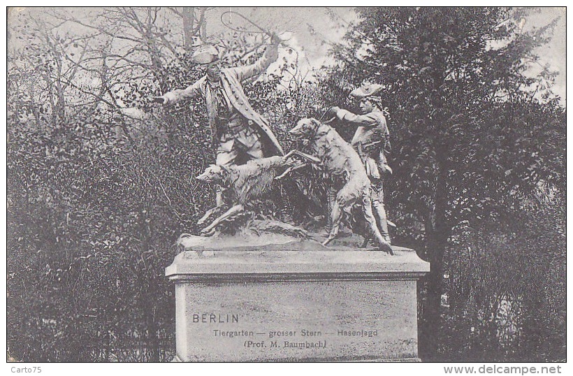 Allemagne - Berlin -  Tiergarten - Sculpture Chiens Lévriers - Postmarked 1928 - Plötzensee