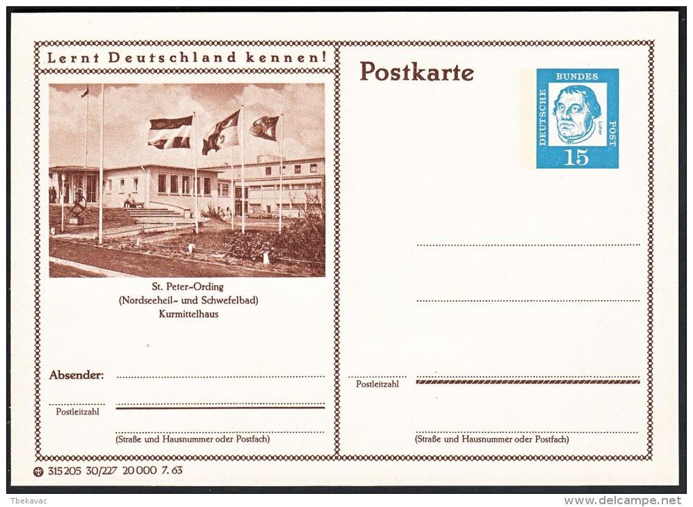 Germany 1963, Illustrated Postal Stationery "St.Peter-Ording" Ref.bbzg - Illustrated Postcards - Mint