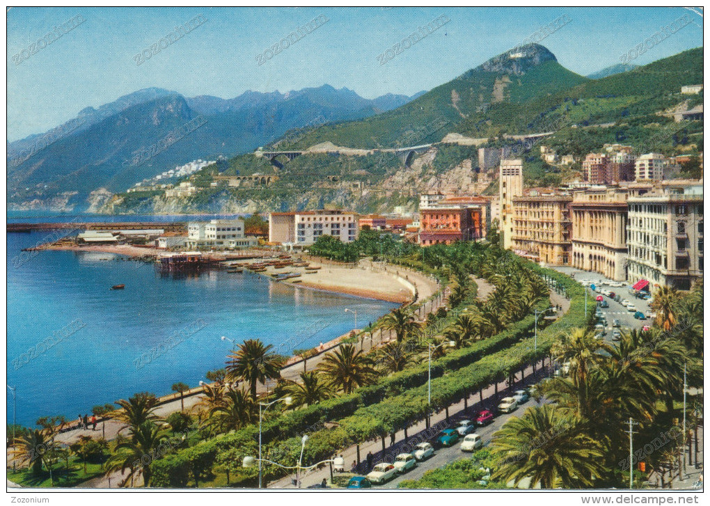 ITALY -  SALERNO - Lungomare Trieste, Old Car, Auto  , Vintage  Postcard - Salerno