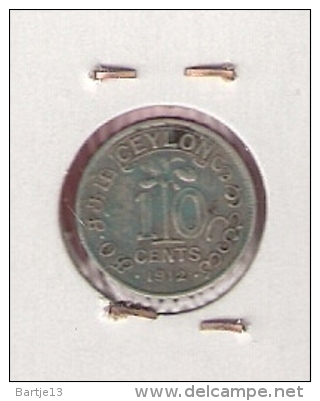 CEYLON SRI LANKA 10 CENTS 1912 SILVER - Sri Lanka