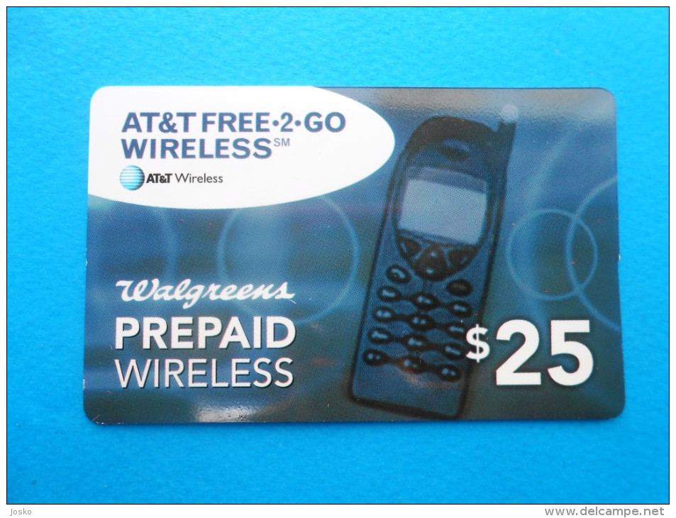 AT&T Free-2-go Wireless $25 ( Usa Prepaid Card ) GSM Remote Prepayee Carte - AT&T