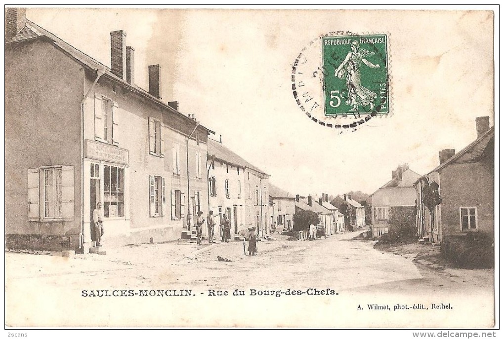 Dépt 08 - SAULCES-MONCLIN - Rue Du Bourg-des-Chefs - (Économie Ouvrière, Tenue Par GRUND-LEJEUNE) - Autres & Non Classés