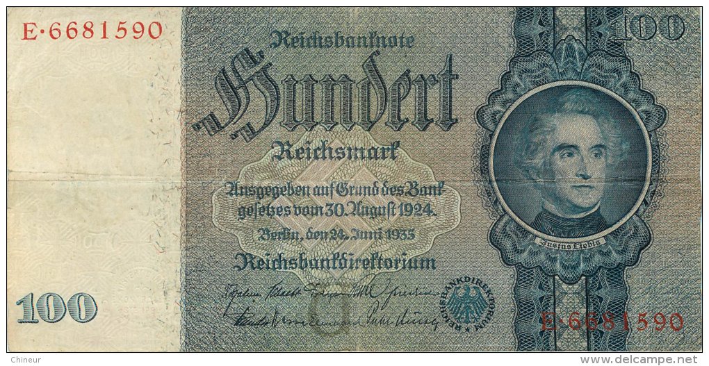 BILLET DE 100 REICHSMARK 24 JUIN 1935 SERIE E - 100 Reichsmark