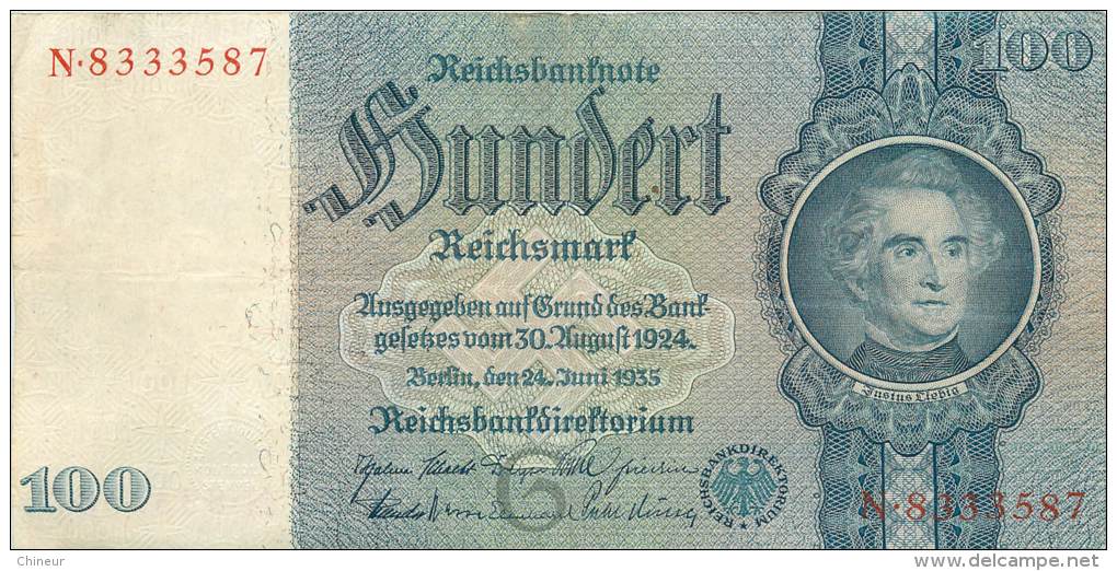 BILLET DE 100 REICHSMARK 24 JUIN 1935 SERIE N - 100 Reichsmark