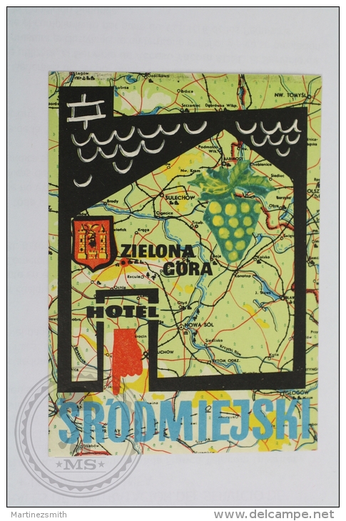 Hotel Srodmiejski - Zielona Góra, Poland - Original Hotel Luggage Label - Sticker - Adesivi Di Alberghi