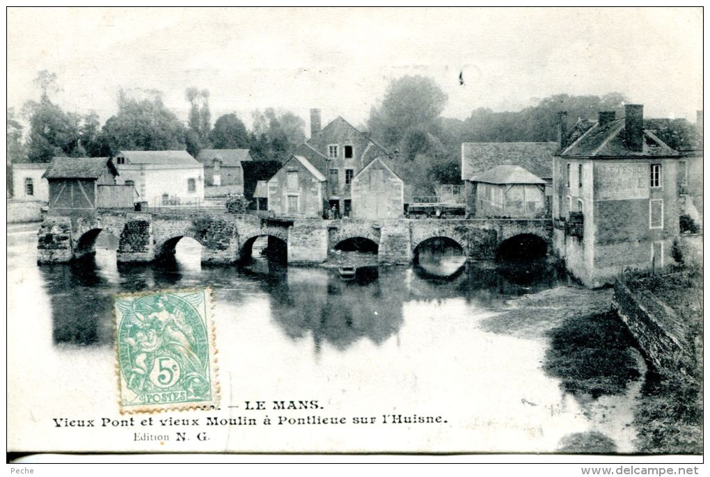 N°40354 -cpa Le Mans -vieux Ponte Et Vieux Moulin à Pontlieue Sur Huisne- - Water Mills