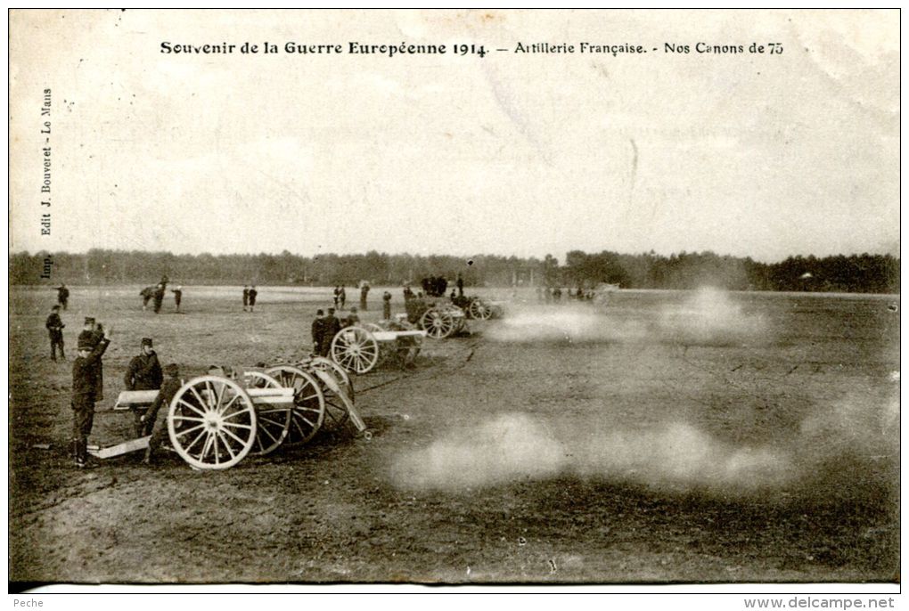 N°40355 -cpa Souvenir De La Guerre Européenne -artillerie Française -canon 75- - War 1914-18