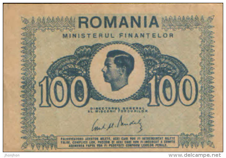 Romania - Banknote 100 Lei  1945 ,circulated - 2/scans - Rumania