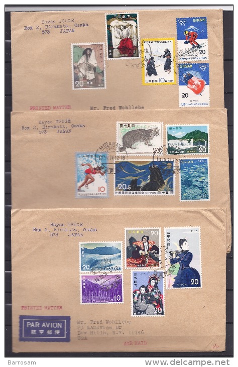 Japan1972-4: Lot Of 3 Covers Sent To NewYork - FDC