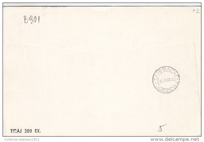 418FM- BLACK WHALE, SPECIAL COVER, 1987, ROMANIA - Ballenas