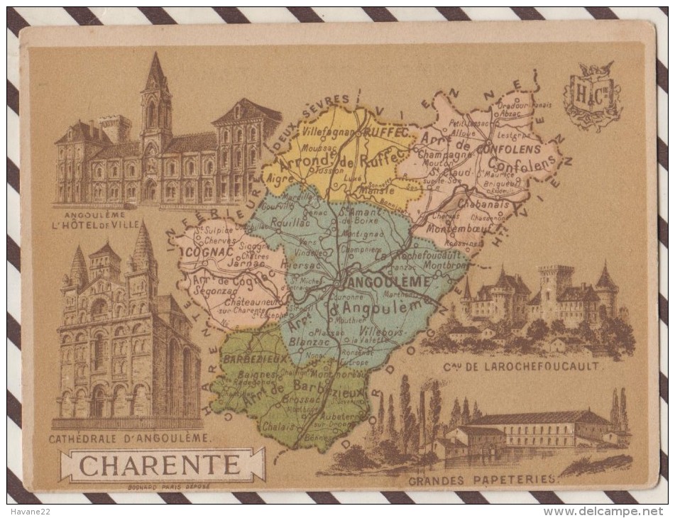 4AG1589 CHROMO HACHETTE Géographique + Vues Département CHARENTE ANGOULEME LAROCHEFOUCAULT - Géographie