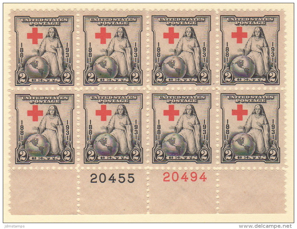 USA SC #702 MNH PB8 (PB4 + 4 SNGL) 1931 Red Cross - Plate Blocks & Sheetlets