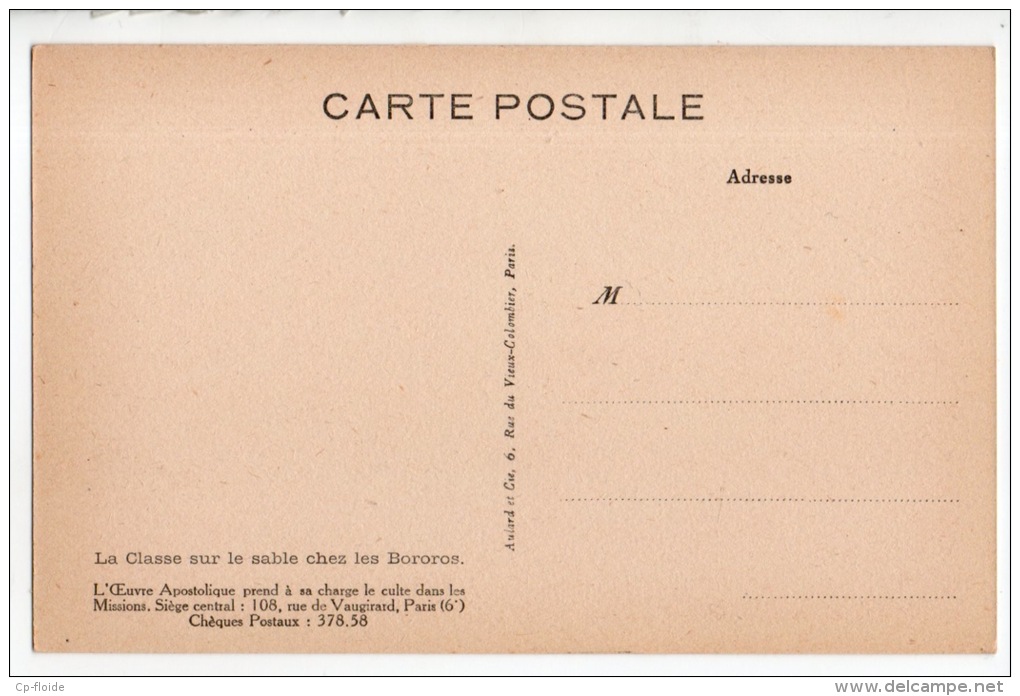 BRÉSIL . PEUPLE AMÉRINDIEN DE L´ ÉTAT DU MATO GROSSO . LA CLASSE SUR LE SABLE CHEZ LES BOROROS - Réf. N°3314 - - Autres & Non Classés