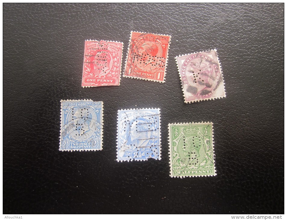 Royaume Uni GB UK England  &gt; 6  Timbres Perforé Perforés Perfins Perfin Perforated Perforatis Perforierte Breif Marke - Perfins