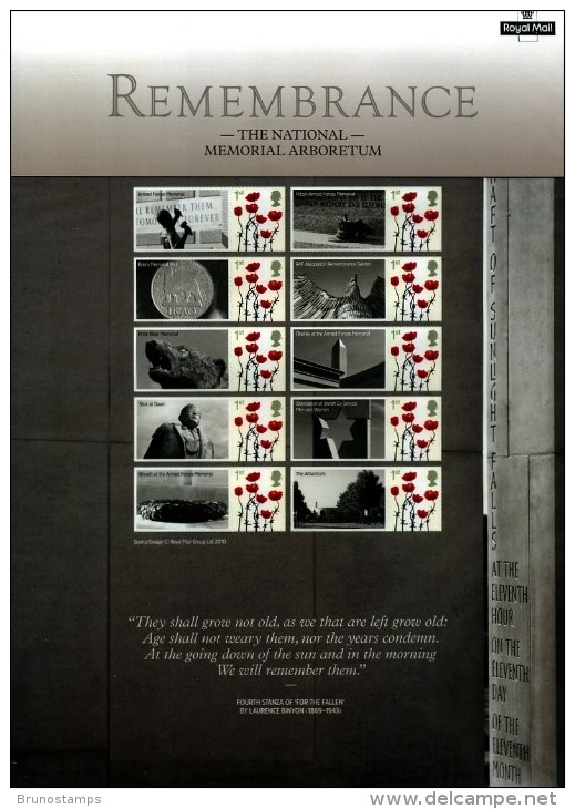 GREAT BRITAIN - 2010   REMEMBRANCE   COMMEMORATIVE SHEET - Sheets, Plate Blocks & Multiples