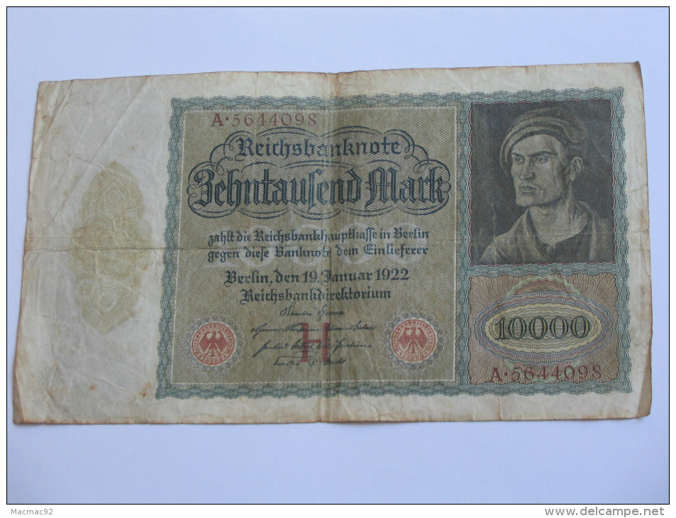 10 000 Zehntausend  Mark - 1922  Reichsbanknote - Germany - Allemagne **** EN ACHAT IMMEDIAT **** - 10 Mark