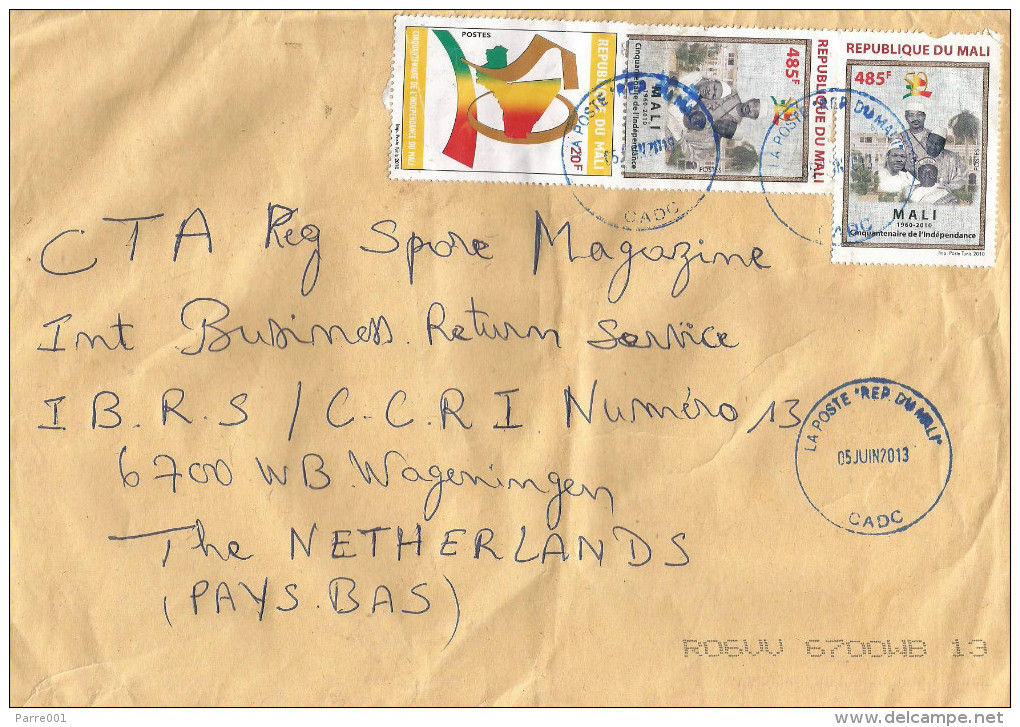 Mali 2013 CADC 485f Presidents 20f Independence Anniversary Cover - Mali (1959-...)