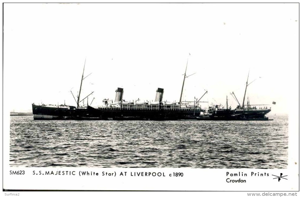 SHIPPING - SS MAJESTIC AT LIVERPOOL - PAMLIN PRINT C1890 REPRO RP - Steamers