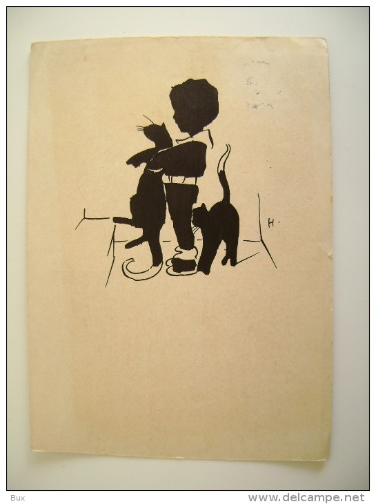 1939  KARLSRUHE   BADEN    GERMANIA  GERMANY   Deutschland   Silhouette GATTO KAT   BAMBINI  ENFANT  ENFANTS CIRCULE - Silueta