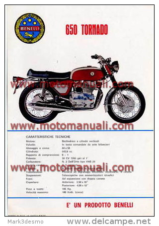 Benelli 650 Tornado 1970 Depliant Originale Genuine Factory Brochure Prospekt - Moto