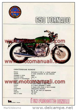Benelli 650 Tornado 1971 Depliant Originale Genuine Factory Brochure Prospekt - Motos