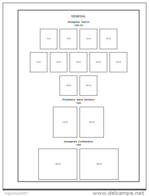 SENEGAL STAMP ALBUM PAGES 1887-2011 (260 pages)
